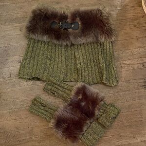 Faux Fur Trimmed Knit Set